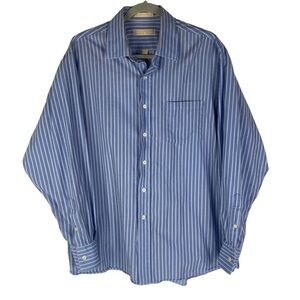 MICHAEL Michael Kors Striped Long Sleeve Button‎ Down Shirt Men's 17-34/35 Blue
